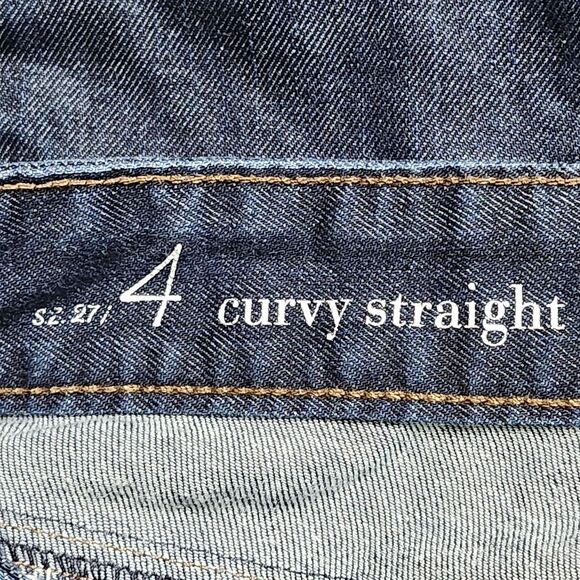 Ann Taylor Loft Jeans Womens 4 Curvy Straight Blue Dark Wash Denim Stretch Pants - Picture 11 of 14